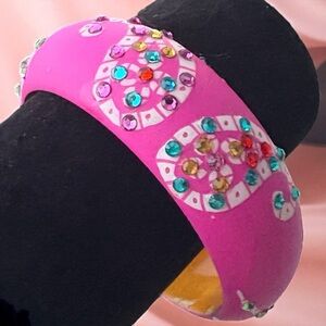 Sequin by Nordstrom Pink Paisley Jeweled Bangle Bracelet